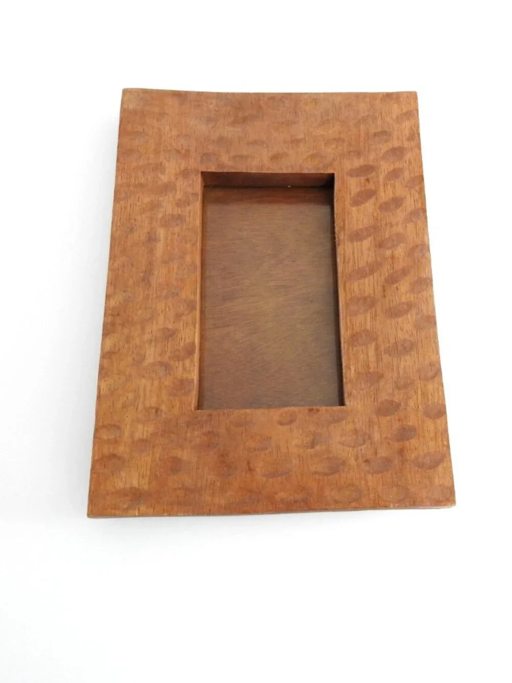 Handcrafted Indonesian Wooden Picture Frame Hammered Texture 5x7 Wall Mount